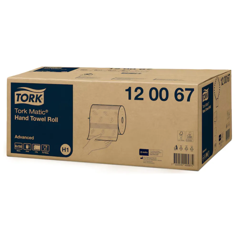 Tork Matic tekercses papír kéztörlő, fehér, szürke levélmintával, D19, 2 réteg, 150m, H1, 6 tek./karton Ex: TO290067