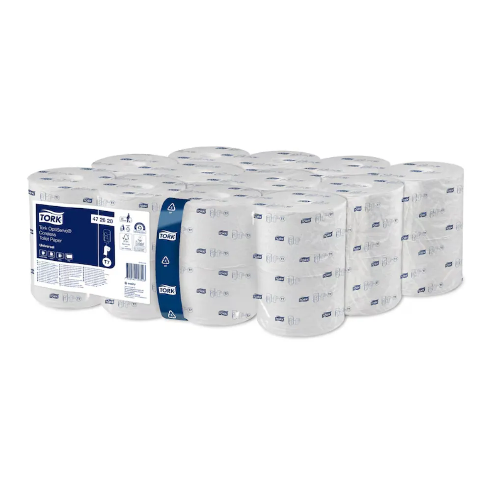 Tork OptiServe belsőmag nélküli toalettpapír, fehér, 3 réteg, D13,1 cm,63,3 m, 18 tek./karton, T7