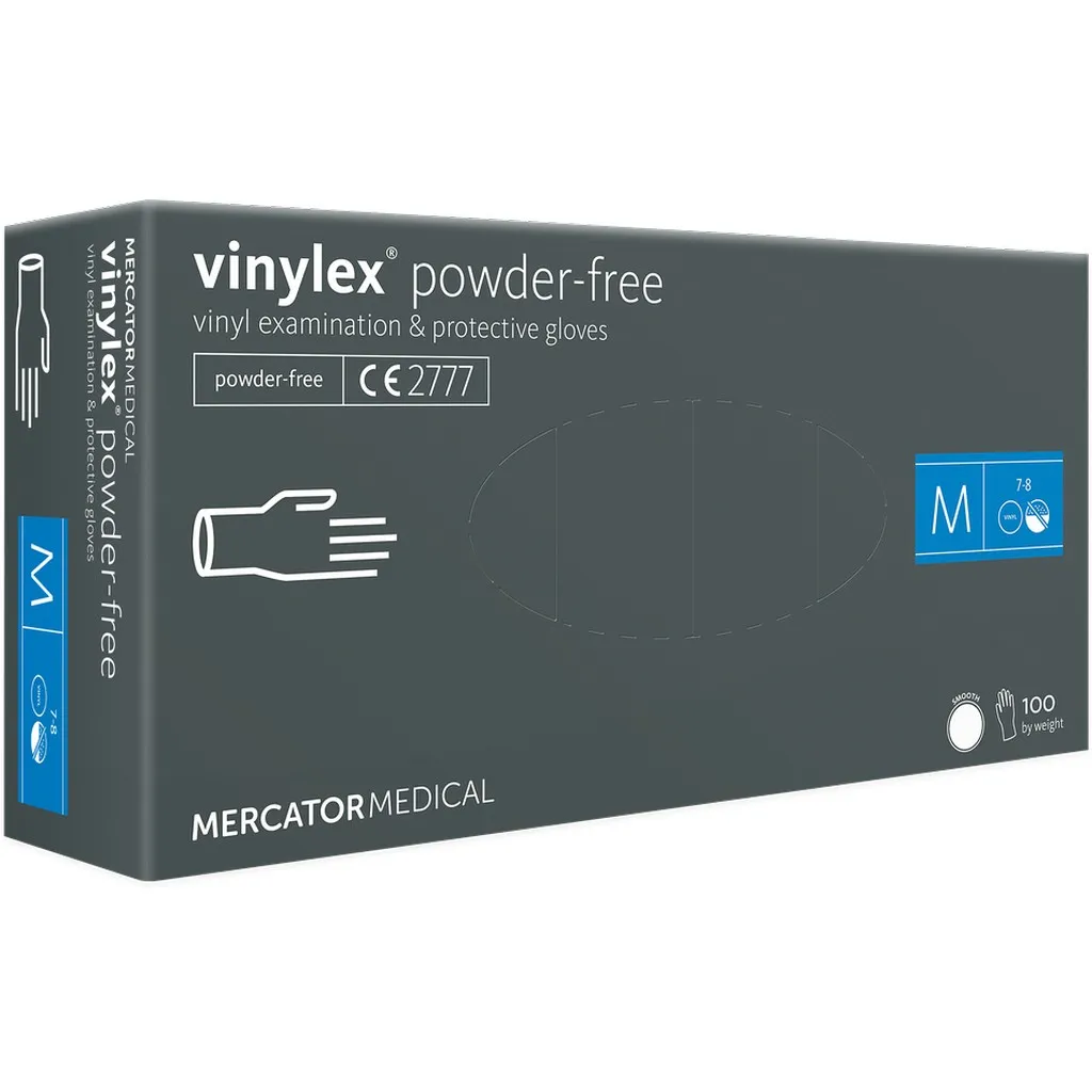 [MERD20018003] Mercator, púdermentes, vinil kesztyű, áttetsző, M, 100 db/doboz