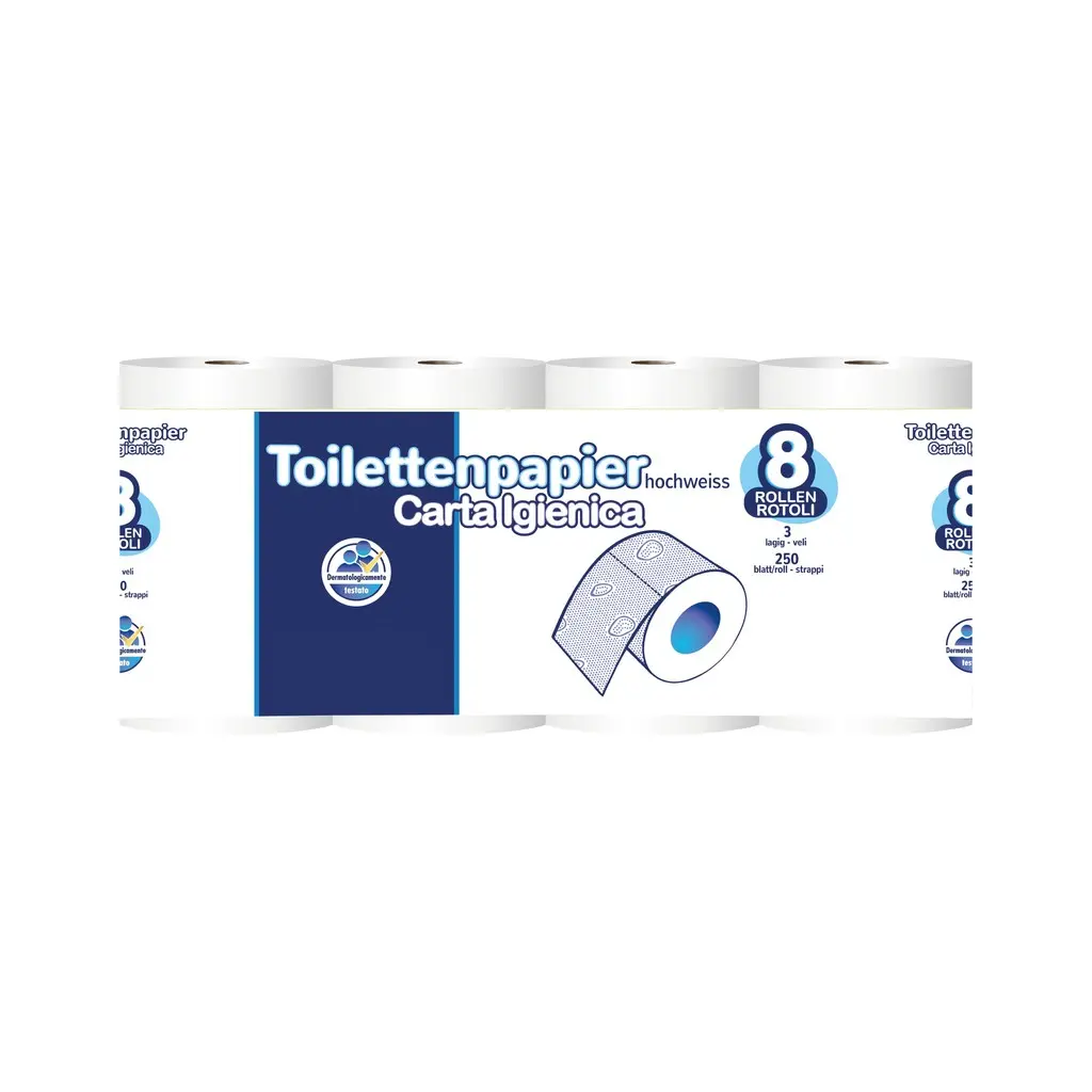 [ET03250F8] Ecopaper kistekercses toalettpapír, fehér, 3 réteg, cellulóz, 28 m, 8 tek./karton