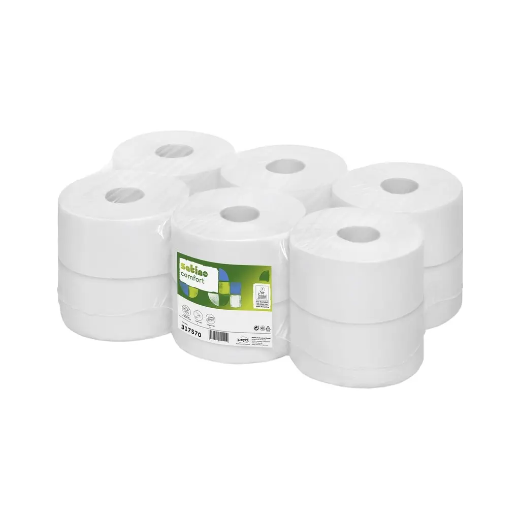 [_WE317570] Wepa Comfort tekercses toalettpapír, fehér, 3 réteg, D18, 120 m, újrahasznosított, 12 tek./karton, JT1 - KIFUTOTT