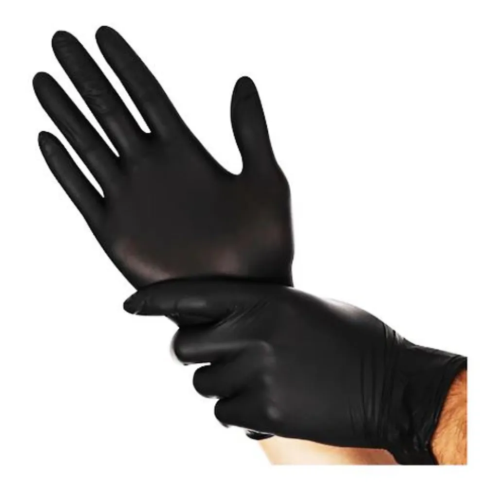 Nitril vizsgálókesztyű easyCARE, púdermentes, nem steril, S, fekete, 100db/doboz