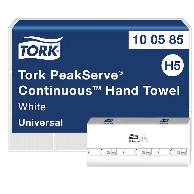 [TO100585] Tork PeakServe folyamatos adagolású papír kéztörlő, fehér, 1 réteg, 22,5x 20,1 cm, 12 csom./karton, H5