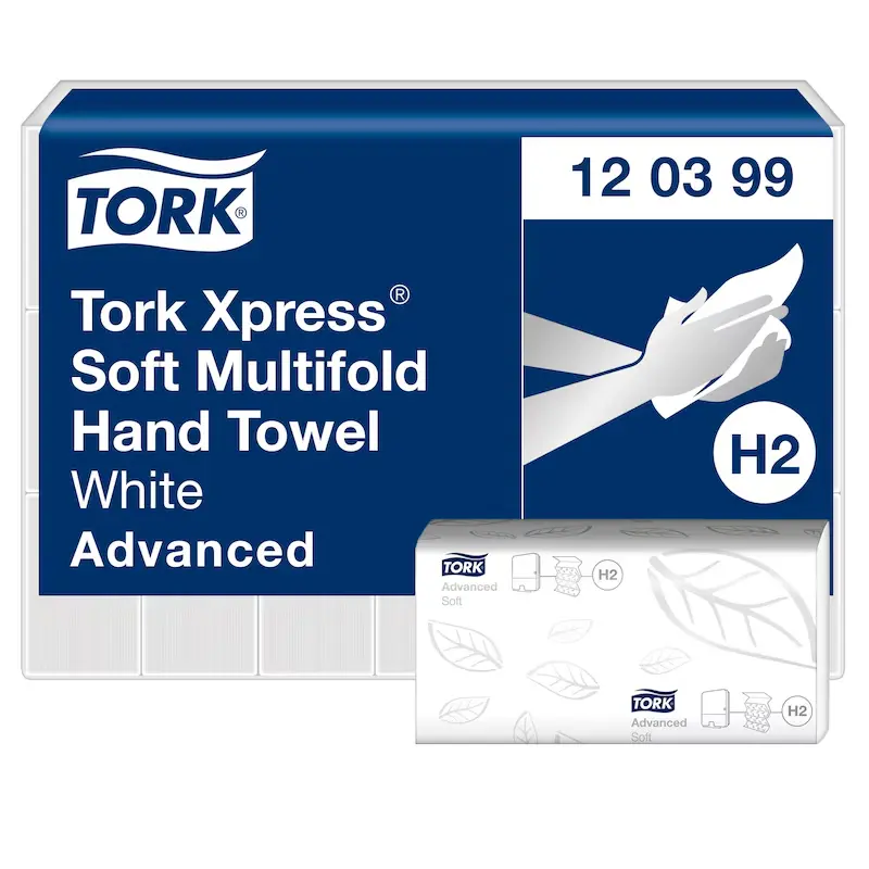 Tork Xpress Soft Multifold papír kéztörlő, fehér, 2 réteg, 34 x 21,2 cm, 21 csom./karton, W hajtás, H2