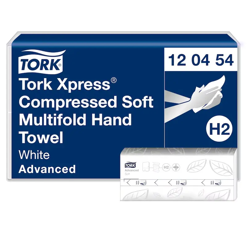 Tork Xpress tömörített soft multifold papír kéztörlő, fehér, 2 réteg, 32,2 x 21,2 cm, 12 csom./karton, W hajtás, H2